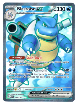 2023 POKEMON BLASTOISE EX 184/165 POKEMON 151 ULTRA RARE FULL ART Holo Card - Image 1