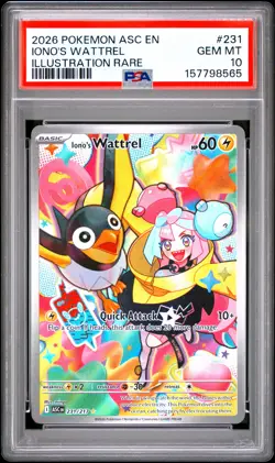 PSA 10 Iono's Wattrel 231 Illustration Rare Asc En-ascended Heroes Pokemon Card - Image 1