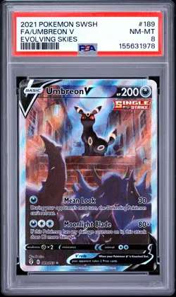 Umbreon V 189/203 Evolving Skies Pokemon PSA 8 *978 - Image 1
