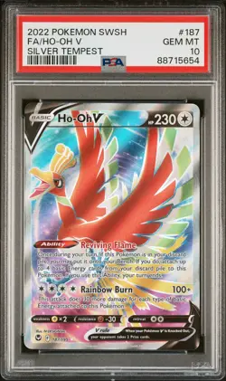 2022 Pokemon Sword & Shield Silver Tempest #187 Fa/Ho-Oh V Silver Tempest PSA 10 - Image 1