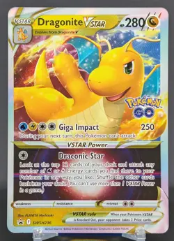 Pokemon Dragonite VSTAR #SWSH236 English Black Star Promo Pokemon GO Stamped - Image 1
