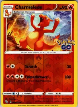 Charmeleon Reverse Holo Uncommon Pokemon GO 009/078 LP - Image 1