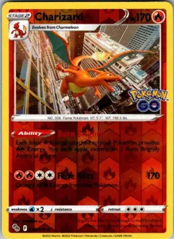 Charizard Reverse Holo Holo Rare Pokemon GO 010/078 LP - Image 1