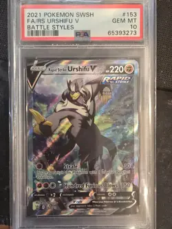 2021 Pokemon SWSH Battle Styles Rapid Strike Urshifu V Full Art #153/163 PSA 10 - Image 1