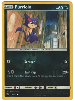 Purrloin 48/73 Shining Legends Reverse Holo Common Pokemon TCG - Image 1