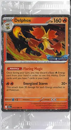 New STAMPED Sealed DELPHOX 013/086 Pokemon TCG Chaos Rising Stamp - Rare Promo - Image 1