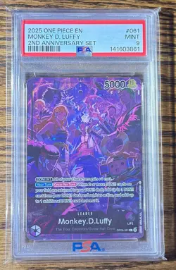 Monkey D. Luffy PSA9 2025 One Piece English Version 2nd Anniversary Set #061 - Image 1