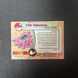 Nidorino #33 Non-Foil Topps Black Logo Pokemon TV Animation Edition - Image 2