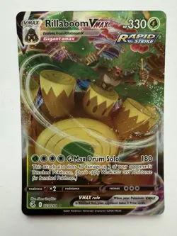 Rillaboom VMAX 023/264SWSH08: Fusion Strike Ultra Rare Holo Card NM Pokemon TCG - Image 1
