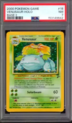 WIZARDS OF THE COAST 2000 POKEMON BASE SET 2 VENUSAUR HOLO 18/130 PSA 7 - Image 1