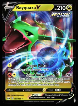 RAYQUAZA V 100/159 HOLO V RARE CROWN ZENITH POKEMON LP - Image 1