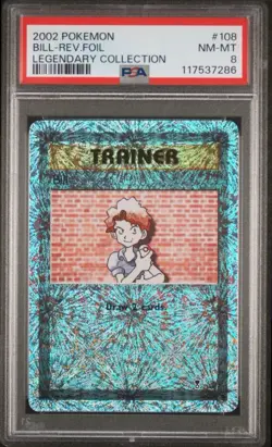 2002 POKEMON LEGENDARY COLLECTION #108 BILL-REVERSE FOIL PSA 8 - Image 1