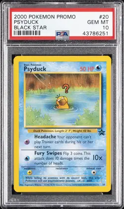 2000 POKEMON PROMO BLACK STAR POKEMON LEAGUE #20 PSYDUCK PSA 10 - Image 1