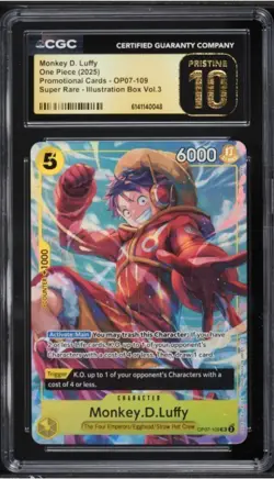 2025 One Piece Monkey D. Luffy OP07-109 Illustration Box Vol. 3 CGC 10 Pristine - Image 1