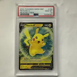 Pikachu V SWSH198 SWSH: Sword & Shield Promo Cards Holo PSA 10 - Image 1