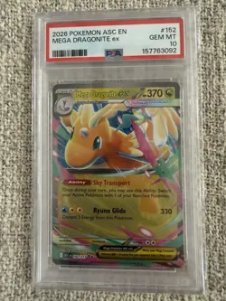 Pokemon 2026 Mega Dragonite EX 152/217 Me: Ascended Heroes Holo PSA 10 - Image 1