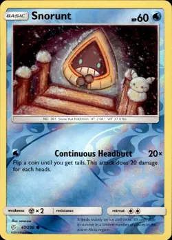 SNORUNT 47/236 C COSMIC ECLIPSE POKEMON REVERSE HOLO NEAR MINT - Image 1