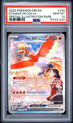 2025 Pokemon Destined Rivals Ethan's Ho-Oh ex SIR PSA 10 Gem Mint #230/182 - Image 1