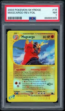 2003 Pokemon Unlimited Skyridge 18/144 Magcargo Reverse Holo PSA NM 7 - Image 1