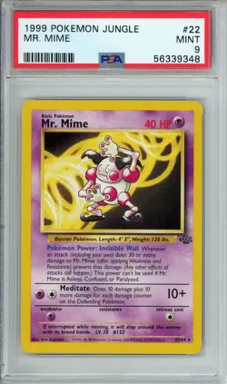 PSA 9 1999 MR. MIME POKEMON JUNGLE NON HOLO #22/64 - Image 1