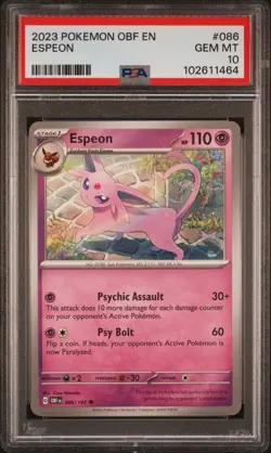 2023 POKEMON OBF EN-OBSIDIAN FLAMES #086 ESPEON PSA 10 - Image 1