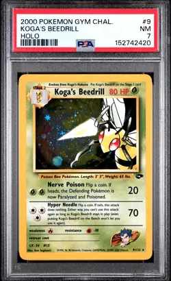 2000 POKEMON GYM CHALLENGE HOLO #9 KOGA'S BEEDRILL PSA 7 - Image 1