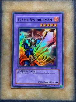 Yugioh Flame Swordsman LOB-003 Super Rare 1st Ed GLOSSY PRINT NM - Image 1