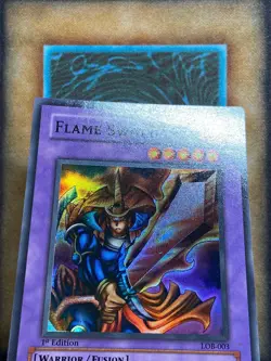 Yugioh Flame Swordsman LOB-003 Super Rare 1st Ed GLOSSY PRINT NM - Image 2