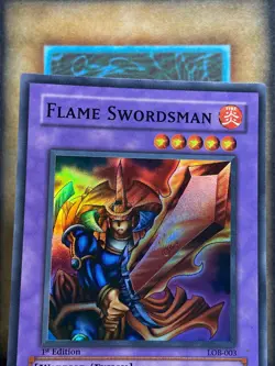 Yugioh Flame Swordsman LOB-003 Super Rare 1st Ed GLOSSY PRINT NM - Image 3