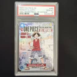 PSA 10 Monkey.D.Luffy (055) (College Basketball US Voyage) P-055 One Piece - Image 1