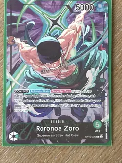 One Piece TCG Roronoa Zoro alt art leader from bandai website mint condition - Image 2