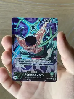 One Piece TCG Roronoa Zoro alt art leader from bandai website mint condition - Image 5