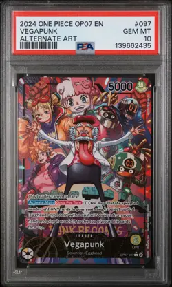 2024 ONE PIECE OP07-500 YEARS IN THE FUTURE ALTERNATE ART #097 VEGAPUNK PSA 10 - Image 1