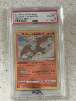 PSA 10 Radiant Charizard GEM MINT Crown Zenith 20/159 Pokemon Card Gem Mint #020 - Image 1
