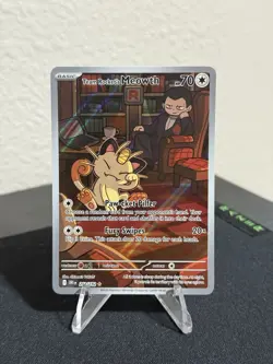 Pokemon TCG Team Rocket’s Meowth 203/182 Destined Rivals Illustration Rare - Image 1