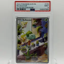 Pokemon TCG Stellar Crown Bulbasaur #143/142 Illustration Rare PSA 9 MINT - Image 1