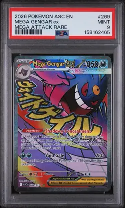 2026 Pokemon Ascended Heroes Mega Gengar ex Attack Rare #269/217 PSA 9 - Image 1
