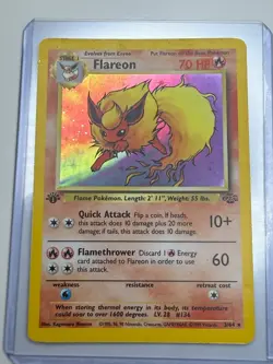 Pokemon TCG Flareon Jungle 3/64 Holo Rare 1st Edition (MP/LP) - Image 1