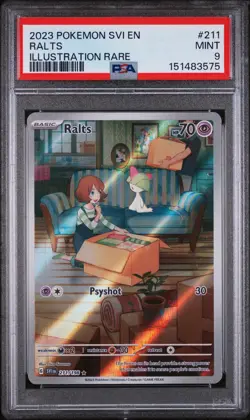 2023 Pokemon SVI en Ralts Illustration Rare PSA 9 Mint, 211/198 Scarlet & Violet - Image 1