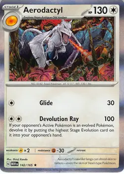 Pokemon TCG 151 Aerodactyl MEW 142/165 Holo Rare - Image 1
