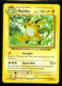 Pokemon RAICHU 36/108 - XY Evolutions - RARE Non-Holo - MINT - Image 1