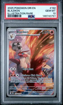 2025 POKEMON DRI EN-DESTINED RIVALS ILLUSTRATION RARE #192 BLAZIKEN PSA 10 - Image 1
