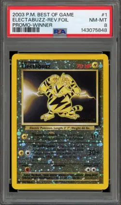 Pokemon Electabuzz Best of Game Winner Reverse Holo Promo #1 PSA 8 - Image 1