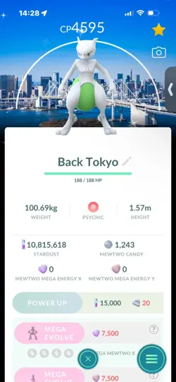 Pokemon Go Shiny Legendary Mewtwo ( Tokyo Background) ( MAX CP ) - Image 1