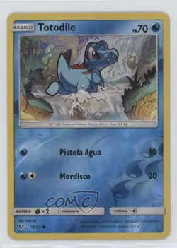 Totodile Spanish Reverse Foil Pokemon Sun & Moon Shining Legends #18 - Image 1