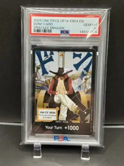 Dracule Mihawk - One Piece Azure Sense Seven EB04 OP14 DON!! Foil PSA 10 - Image 1