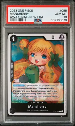 One Piece OP05-088 R Mansherry Holo PSA 10 Graded GEM MINT English - Image 1