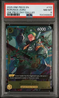 ONE PIECE RORONOA ZORO 2025 PROMOS #113 DAY DALLAS PSA 8 - Image 1