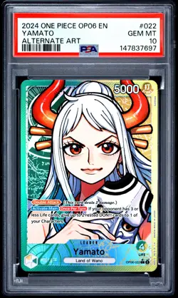 2024 ONE PIECE OP06-WINGS OF THE CAPTAIN ALTERNATE ART #022 YAMATO PSA 10 - Image 1