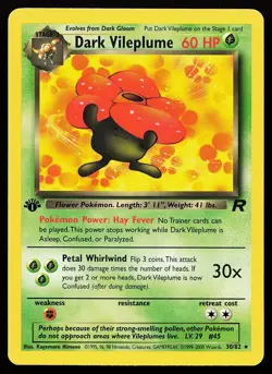 Dark Vileplume 30/82 1st Edition Rare Team Rocket Pokemon Card - Image 1